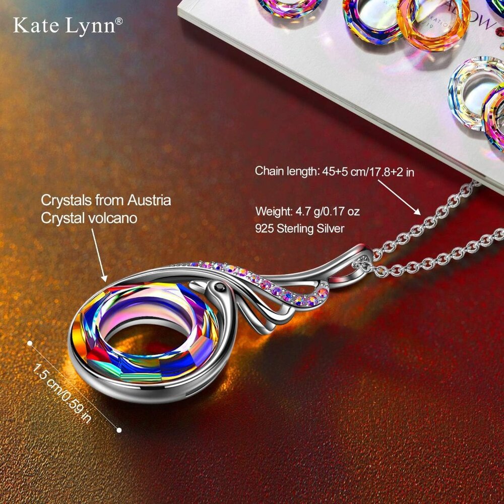 Rise From the Ashes Phoenix Necklace Made with Crystals from Austria, 18"+2" Nec - Picture 2 of 7